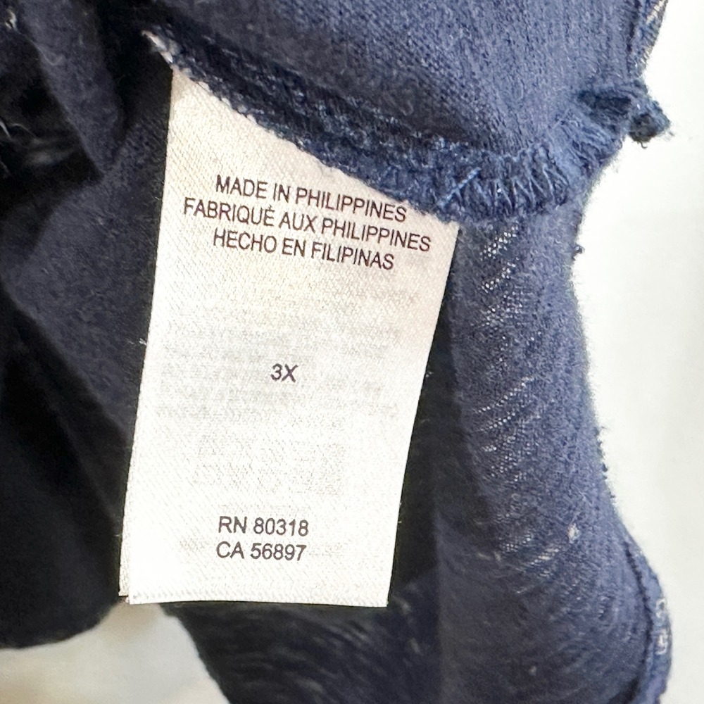 Lucky Brand Plus Sz 3X Top Navy Blue Bandana Print V-Neck Tunic Cotton Boho 619 - Picture 8 of 9